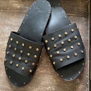 Beek by Two Birds Black Studded Slide